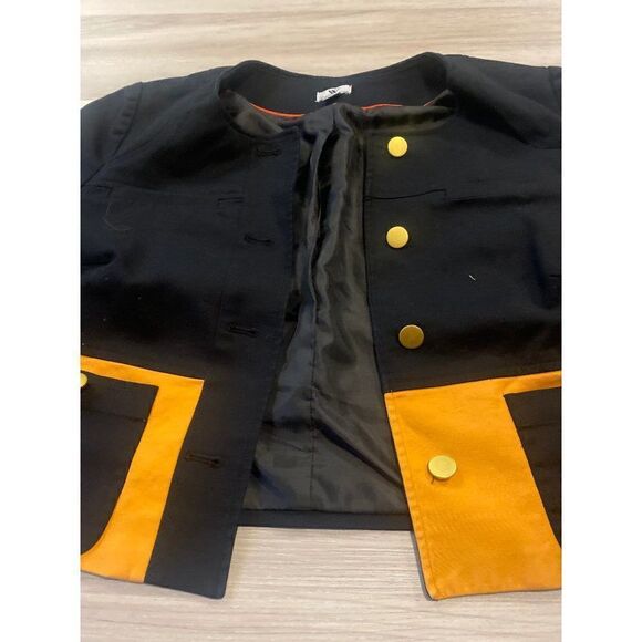 Worthington womens black/orange button down career blazer w front pockets sz med - Picture 3 of 8